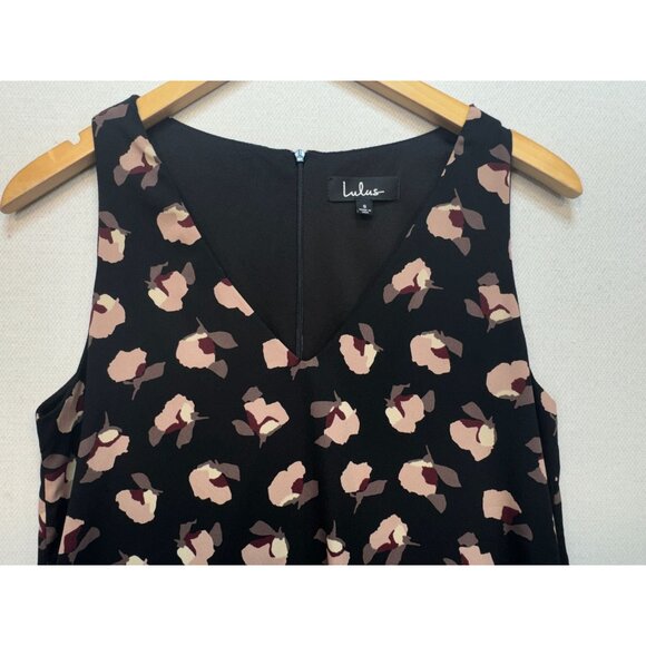 Lulus Womens Floral Shift Dress Size S Black Sleeveless V-Neck Summer Mini Chic - Picture 5 of 13